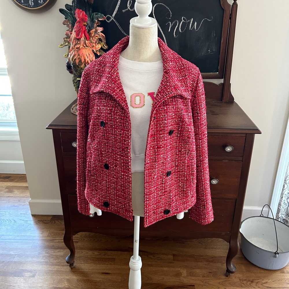 Chic Red Tweed Women's Jacket